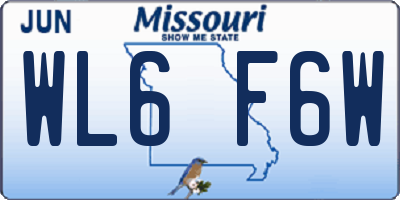 MO license plate WL6F6W