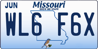 MO license plate WL6F6X