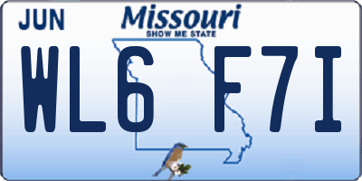 MO license plate WL6F7I