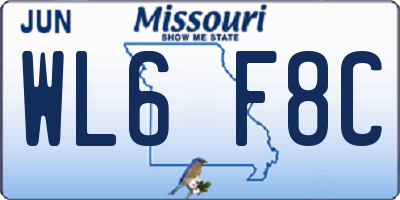 MO license plate WL6F8C