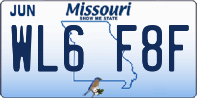 MO license plate WL6F8F