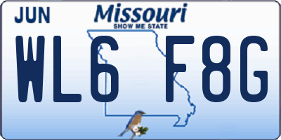 MO license plate WL6F8G