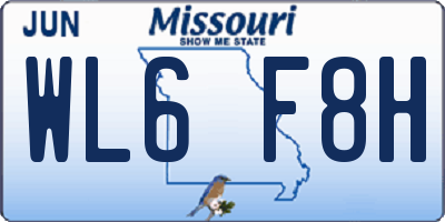 MO license plate WL6F8H