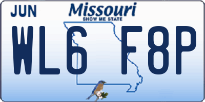 MO license plate WL6F8P