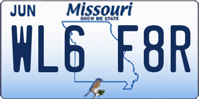 MO license plate WL6F8R