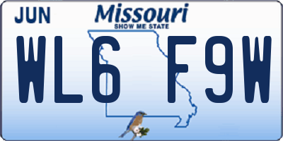 MO license plate WL6F9W