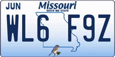 MO license plate WL6F9Z
