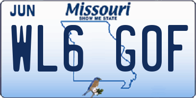 MO license plate WL6G0F