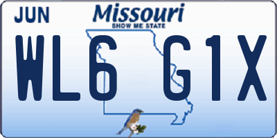 MO license plate WL6G1X