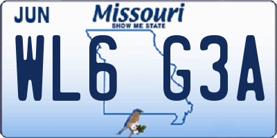 MO license plate WL6G3A