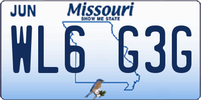 MO license plate WL6G3G