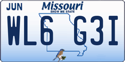 MO license plate WL6G3I
