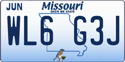 MO license plate WL6G3J