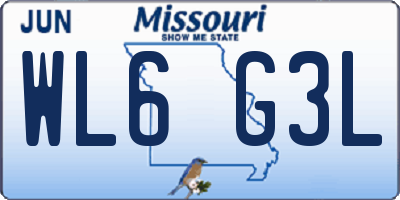 MO license plate WL6G3L
