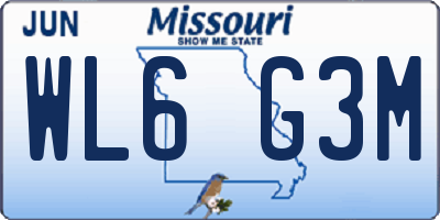 MO license plate WL6G3M