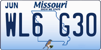 MO license plate WL6G3O
