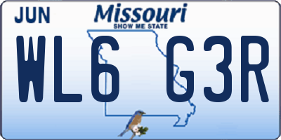 MO license plate WL6G3R