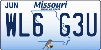 MO license plate WL6G3U