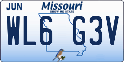MO license plate WL6G3V