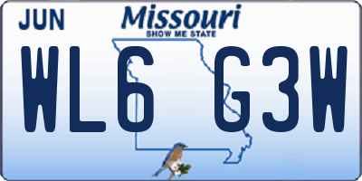 MO license plate WL6G3W