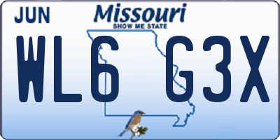MO license plate WL6G3X