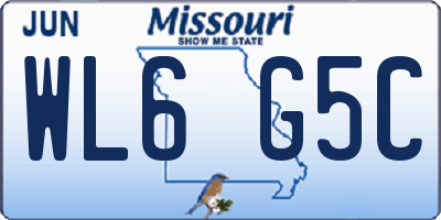 MO license plate WL6G5C