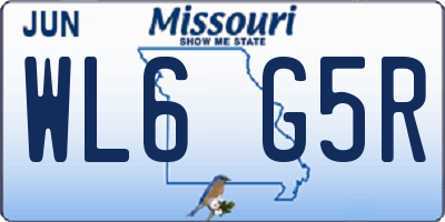 MO license plate WL6G5R