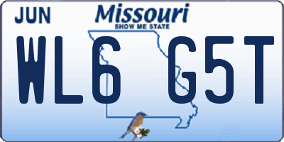 MO license plate WL6G5T