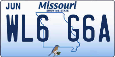 MO license plate WL6G6A