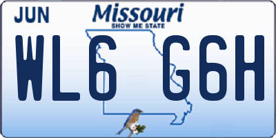 MO license plate WL6G6H