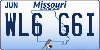 MO license plate WL6G6I
