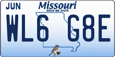 MO license plate WL6G8E