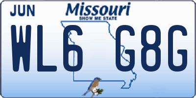 MO license plate WL6G8G