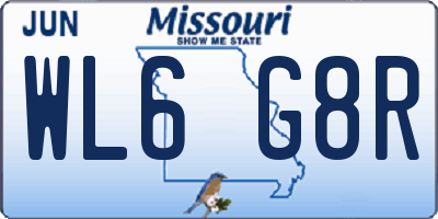 MO license plate WL6G8R