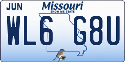 MO license plate WL6G8U