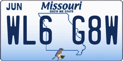 MO license plate WL6G8W