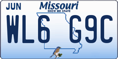 MO license plate WL6G9C