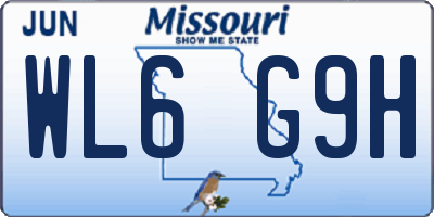 MO license plate WL6G9H