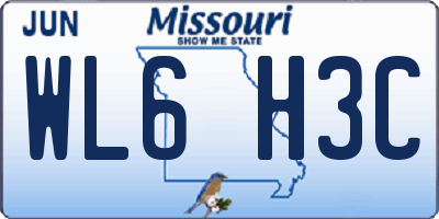 MO license plate WL6H3C