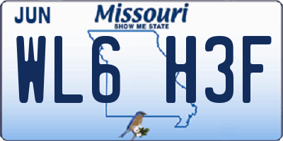 MO license plate WL6H3F