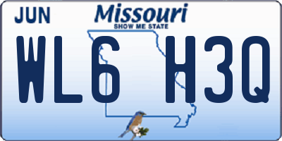 MO license plate WL6H3Q