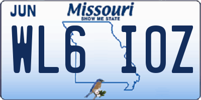 MO license plate WL6I0Z