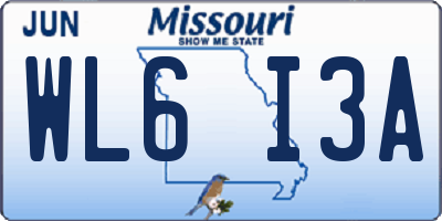MO license plate WL6I3A