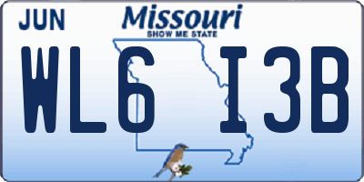 MO license plate WL6I3B
