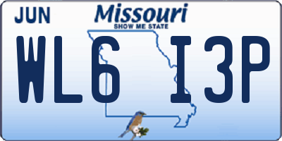 MO license plate WL6I3P