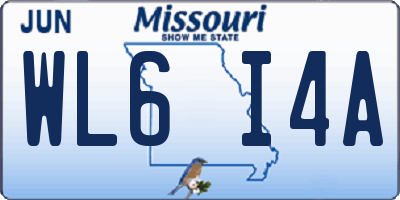 MO license plate WL6I4A