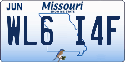 MO license plate WL6I4F