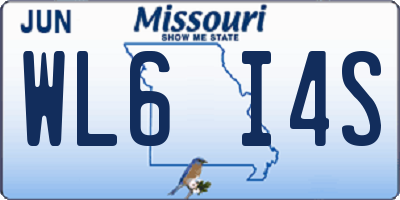MO license plate WL6I4S