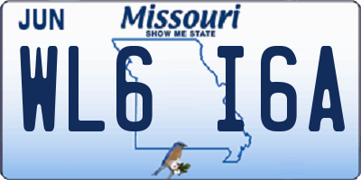 MO license plate WL6I6A