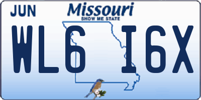 MO license plate WL6I6X